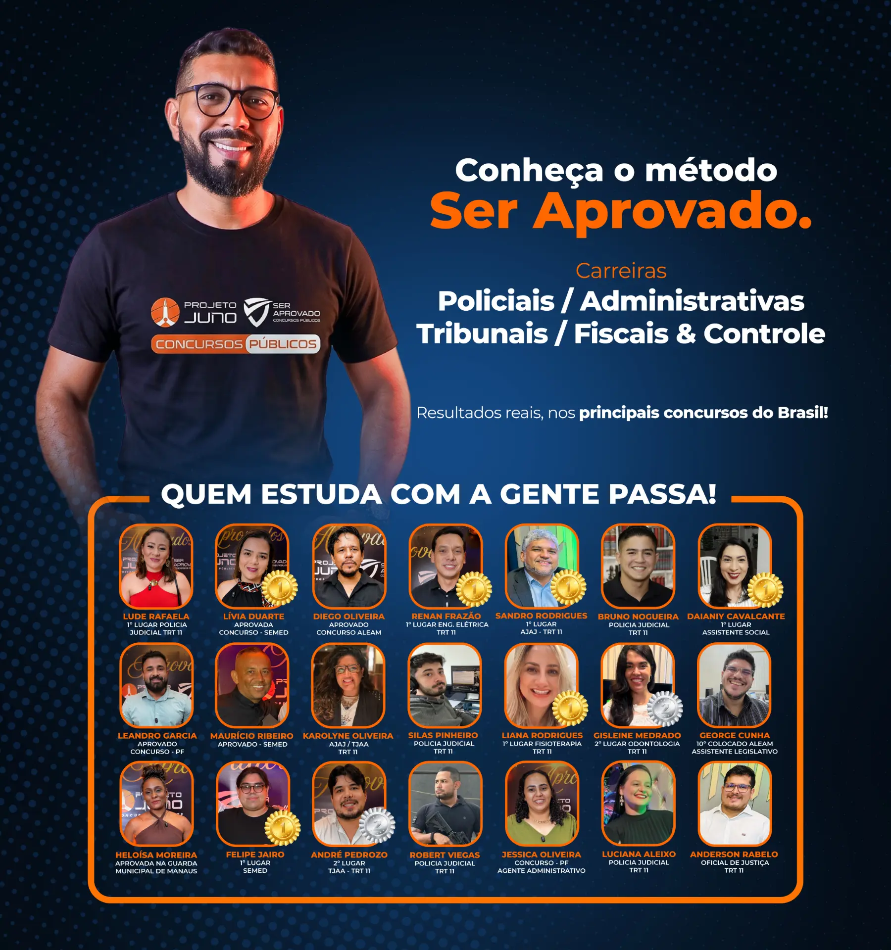 Aprovados do Ser Aprovado em concursos como TRT 11, SEMED, ALEAM, PF e Guarda Municipal de Manaus
